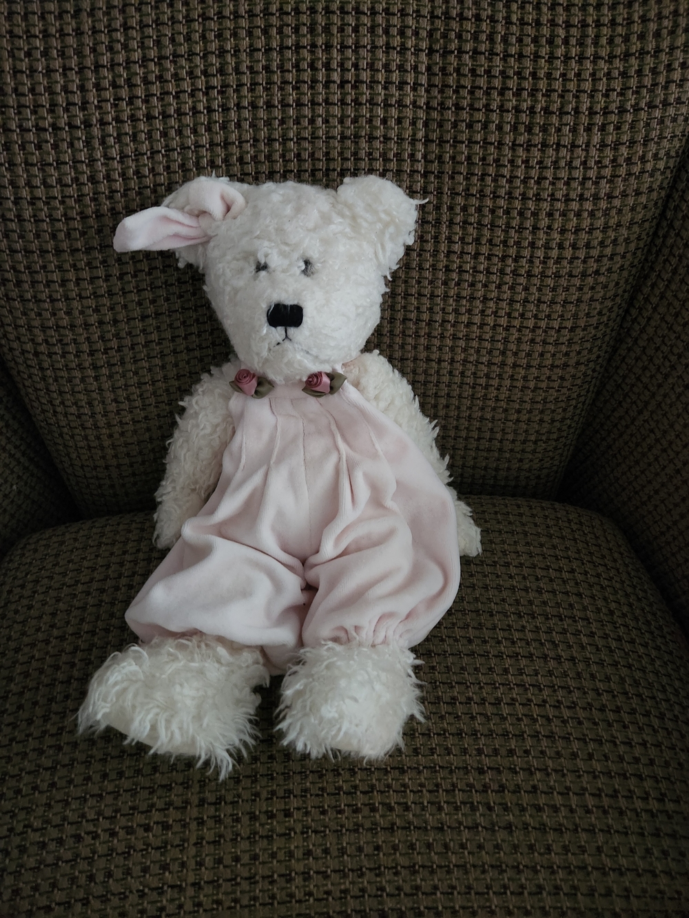 Boyds Bears White Plush Bunny in Pale Pink Outfit
